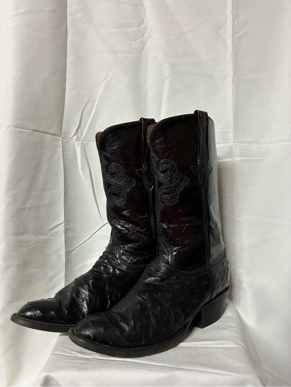 Men’s Lucchese Classics Black Full Quill Ostrich Cowboy Boots